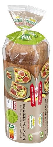 Mestemacher Bio Weizen Vollkorn Toastbrot vegan Nutri Score A ballaststoffreich knusprig zum Frühstück oder für Sandwich 17 Scheiben 400g
