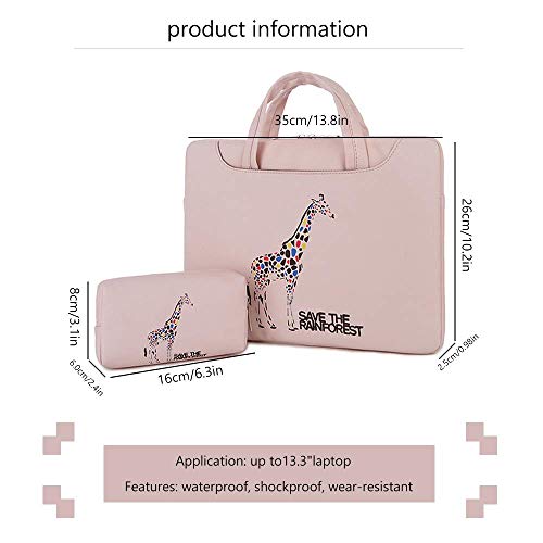 12-13.3 inches Deer Painted Laptop case Sleeve with an Power Adapter bag(Pink) - Thumbnail 6
