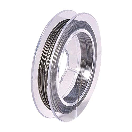 Image of DIY Crafts Rolls 0.38 mm Diameter 148-164 ft Tiger Tail Beading Wires Bright Bead Stringing Wires Stainless Steel Color (Pack Of 1 Rolls, Tiger Tail Wire Rolls)