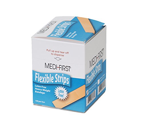 Medique Medi-First 66133 Extra Heavy Weight Latex Free Flexible Woven Bandage Strip, 7/8-Inch X 11/2-Inch, 100 Per Box, natural