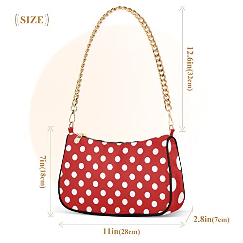 OTVEE Christmas Retro White Red Polka Dot Shoulder Bags for Women Small Handbags Mini Clutch Purse3