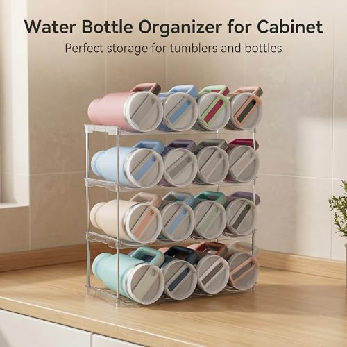 Stackable Water Bottle Organizer for Stanley 40 oz Tumbler, Larger Water Bottle Holder for Kitchen Cabinet, Pantry Organizers and Storage for Stanley Cup and Tumbler Organizer, Hold 16 Bottles - Image 8