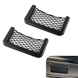 SLIMI 2 PC Car Storage Net, Multi-Functional Cellphone Storage Net, Self-Adhesive ABS Plastic Frame Storage Mesh Bag, Mesh Shelf RV Boat Cargo Pocket Organizer, for Most Cars RV (Black)