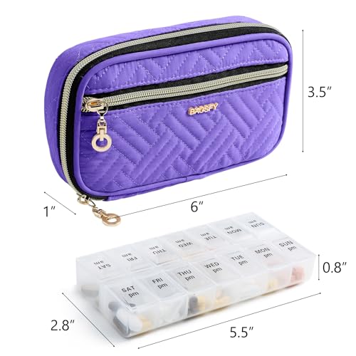 Image of BAGSFY Pill Organizer Case 2 Times a Day- Weekly Medicine Organizer Travel Pill Box with Removable 7 Day Medicine Case Container for Fish Oil, Vitamin, Supplement