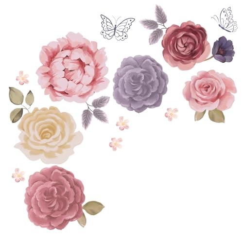 Image of Lambs & Ivy Secret Garden Large Pink Flowers/Butterflies Wall Decals/Stickers