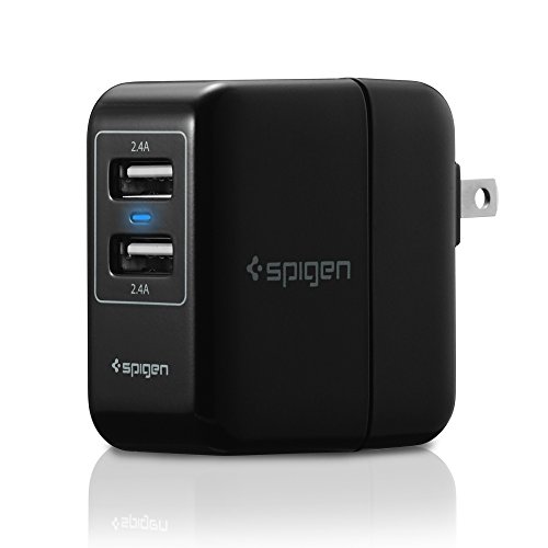 Spigen Essential F202 USB Wall Charger 2-Port 4.8 Amp USB Travel Charger Folding Plug for iPhone X / 8/8 Plus / 7/7 Plus / 6S / 6S Plus/Galaxy Note S9 / S9 Plus / 8 / S8 / S8 Plus & More - Black
