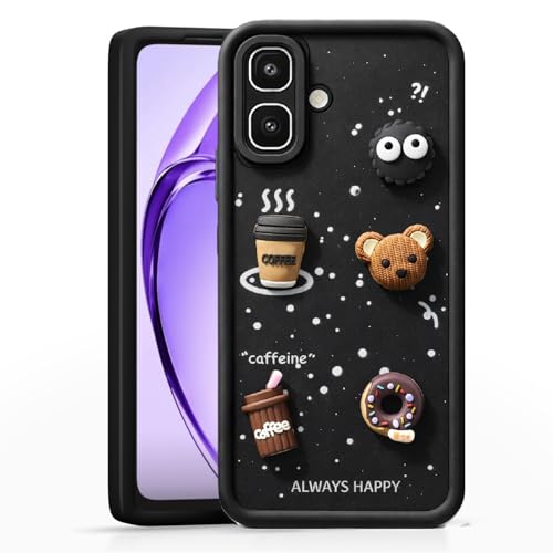 Image of Bintage Cute Fun Taddy Cartoon 3D Ball Bear Milk Cake Coffee Silicon Case Full Body & Camera Protection Back Cover Compatible for INFINIX SMART 10 - Black