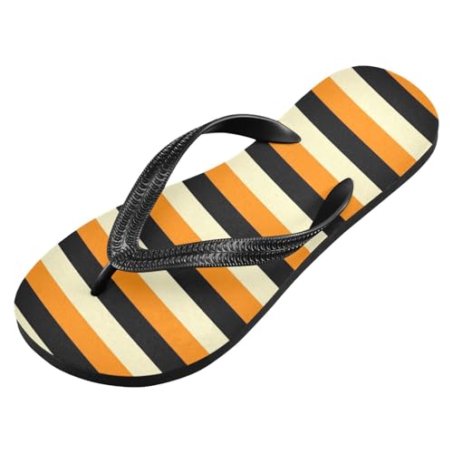 Sinestour Stripe Orange Beige Flip Flops for Beach Thong Sandals Anti-slip Lightweight Beach Slippers for House Indoor Outdoor2