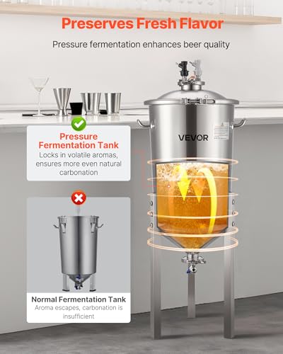Image of VEVOR Pressure Fermenter 15 PSI, 8 Gal /30L All-in-One Stainless Steel Conical Secondary Fermentation Bucket, for Wine, Beer Brewing Equipment