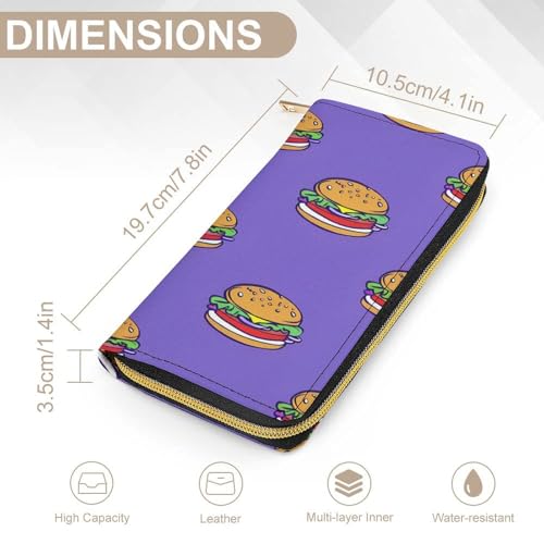 Hamburger Wristlet Wallets for Men Women Leather Purse Clutch Cute Card Holder2