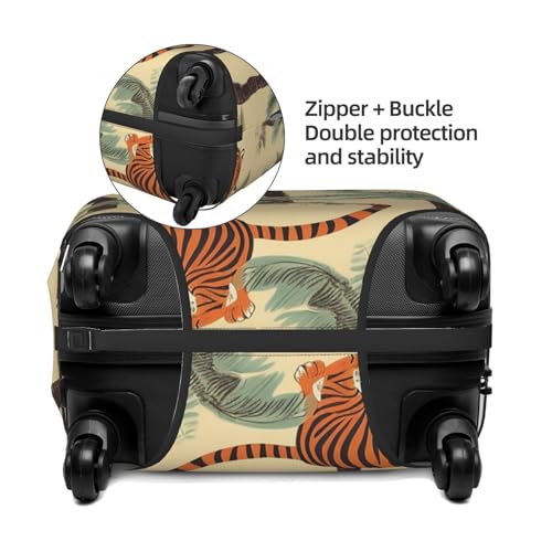 Travel Luggage Cover Palm trees and tigers Suitcase Protector Elastic Washable Stretch Suitcase Protector Anti-Scratch Travel Suitcase Cover Fit 18-32 Inch Luggage3
