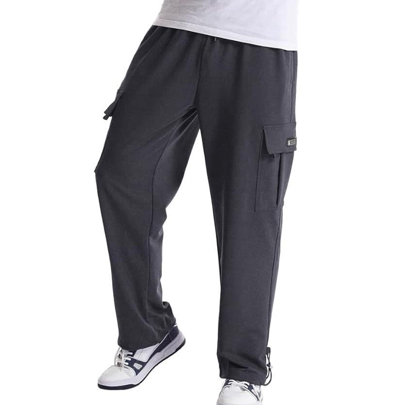 Cargo Sweatpants for Men Open Bottom Sweatpants Elastic Waist Work Pants Stretch Drawstring Joggers Trousers4