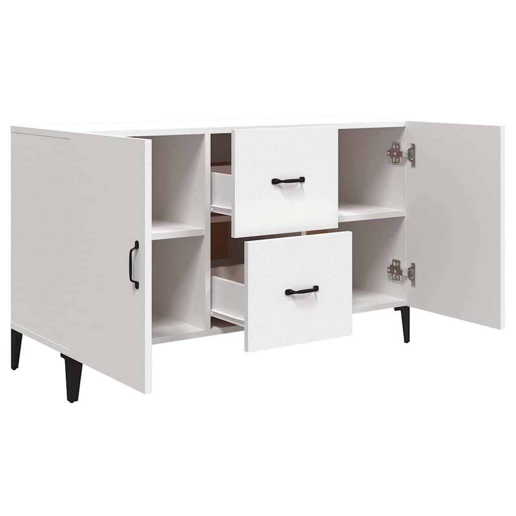 Credenza bianca, 100 x 36 x 60 cm, in legno, moderna, per soggiorno, con 2 ante e 2 cassetti, armadietto sottile per corridoio, camera da letto e cucina