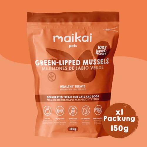 Grünlippmuschel für Hunde und Katzen Natürlicher Snack für die Gelenke mit Omega-3-Glucosamin MSM Fördert die Beweglichkeit der Gelenke und des Knorpels. Ohne Zusatzstoffe | MAIKAI