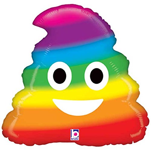 20" emoji rainbow poop shape foil balloon