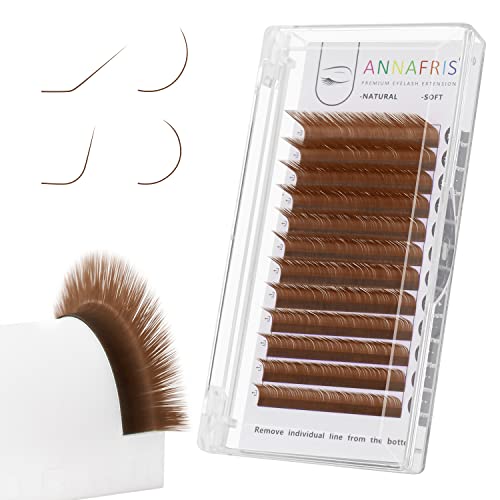 ANNAFRIS Colored Eyelash Extension Classic Brown 0.07 C Curl 8-15mm Mix Colorful Single Lash Extension Individual Salon Supplies Color Lash Professional (Classic Brown,0.07 C 8-15mm)