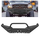 HECASA Front Bumper Assembly Compatible with 1994-2002 Dodge Ram 1500 w/Removable Bull Bar & Tow Hook Hole & Winch Plate Steel Powder Coated Black 3PCs 2Packages