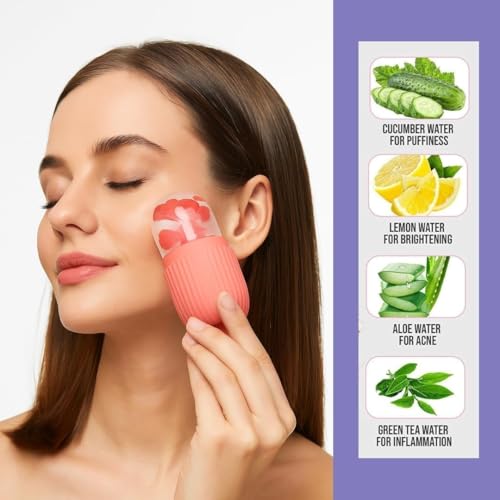 Image of Ice Roller for Face Massager and Glowing Skin | Ice Roll for Face and Eye | Pore Tightening, Puffiness & Dark Circle Reduction | Facial Ice Mold Massager for Skin Care (Pink)