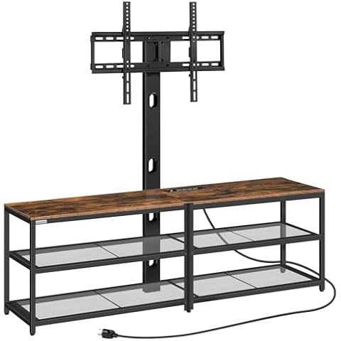 MAHANCRIS 59" TV Stand with Mount and 4 Power Outlets, Entertainment Center Media Console, Swivel TV Stand Mount up to 75 inch TVs, Height Adjustable, Metal Frame for Living Room, Bedroom TVHR35E01V Cover