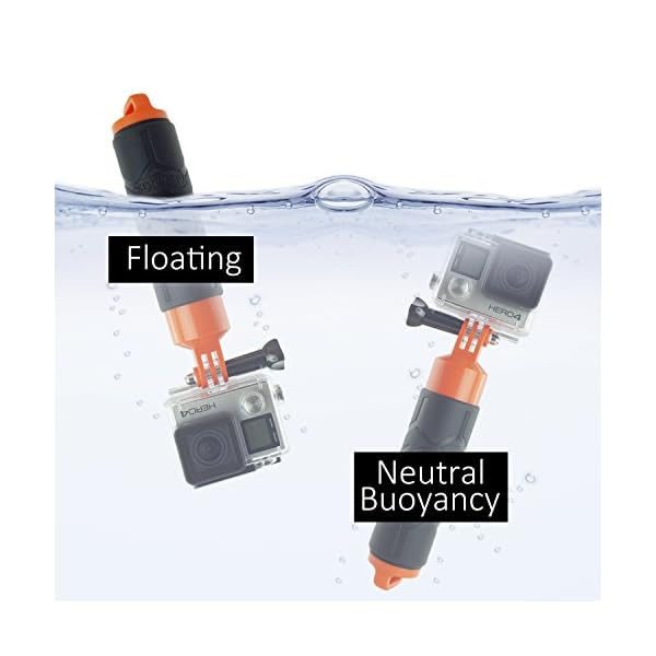 Luxus Schwimmender Handgriff/Schwimmer für GoPro Hero/hohler Innenraum für die Aufbewahrung von Kleinteilen/Strukturierte Silikon Beschichtung am Griff/Stativschraube und Sicherungsband – Bild 3