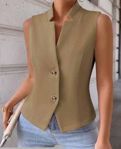 Image of Mina Self Women's 2026 Summer Lightweight Knit Vest Top - Breathable Stretchy Floral Trendy Casual Work Office Slim Waistcoat