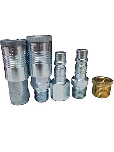 Milton (S-224) G-Style Coupler, Plug and Air hose Reducer Bushing Kit – 5 Pieces