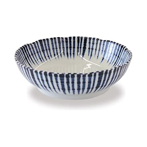Mino Ware Small Serving Bowl, Indigo Blue, Sendan-Tokusa, Japanese Ceramic Bowl, Microwave/Dishwasher, Gift, Dinnerware, 6.1 inch Cover