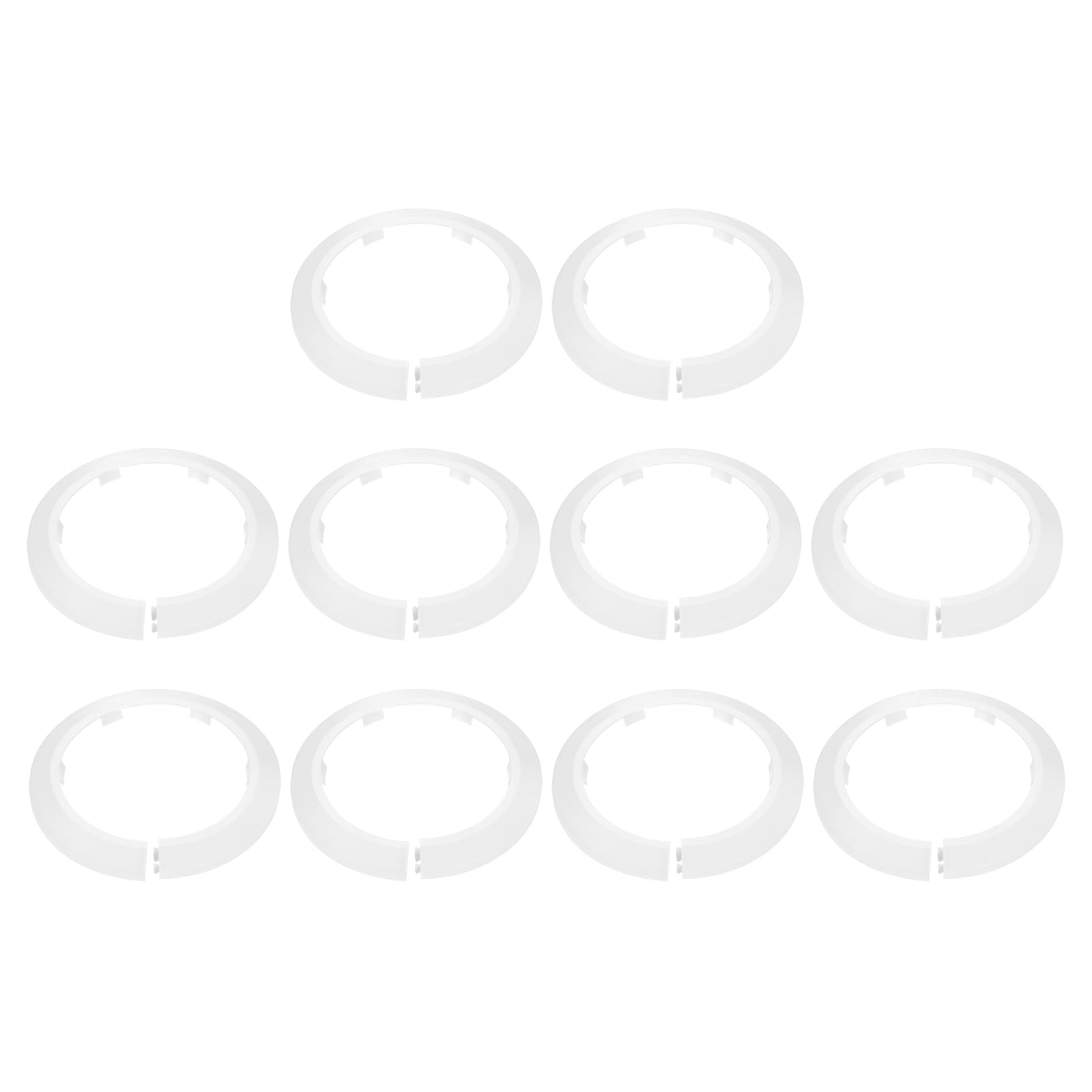 sourcing map 10pcs Flange Pipe Cover Decoration 4.33" (110mm) Plastic Clip-on Wall Hole Cover Under Sink Pipe Radiator Escutcheon Collar for Bathroom Kitchen Toilet, White