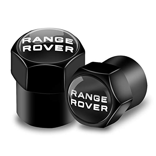 Range Rover Tire Valve Caps Black (29 Vehicle Models) Universal Air Dust Covers Fit Car SUV Off-Road, Hexagon Rocket Design Easy-Grip Leakproof Airtight Outdoors (4 Pack)