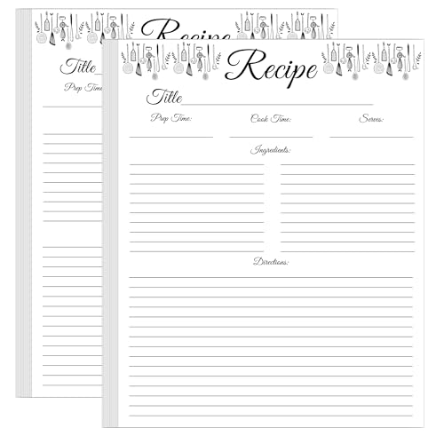 Pages de recettes vierges fiches de cuisine noires 10x15 cm pour restaurant