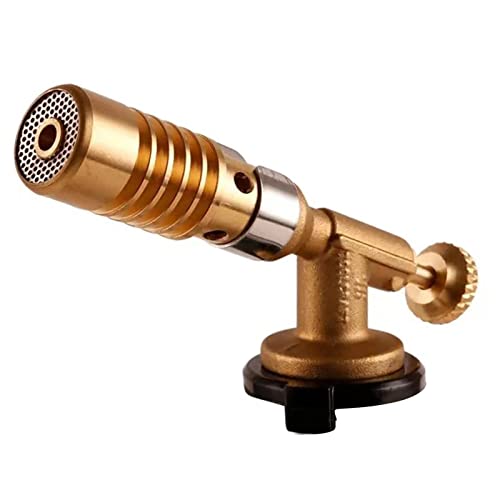 Oumefar Pulverizador de Gas Portátil, Soplete de Butano de Latón Ajustable hasta 1300 ℃, con Base para Soldadura, Barbacoa, Laboratorios, Talleres