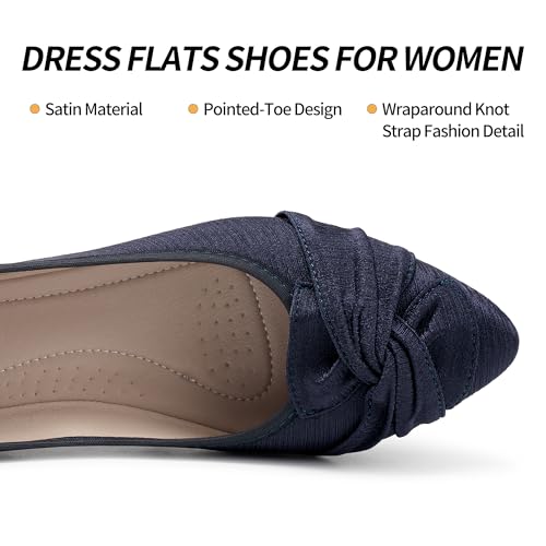 Image of Aomigoct Comfortable Dressy Flats for Women: Cushioned Insole & Lightweight for All-Day Office Comfort - Slip On & Foldable for Working Professional with Bow