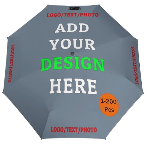KOALEIU Custom Umbrellas Personalized Portable Windproof Folding Umbrella for Rain & Sun Add Your Own Photo Logo Text Umbrellas for Women Gifts, SlateGray