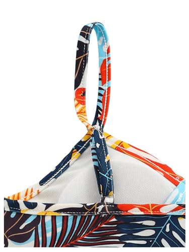 Image of WDIRARA Girl's 2 Piece Swimsuits Summer Tropical Print Boho Swimwear Set Backless Sport Swimsuit