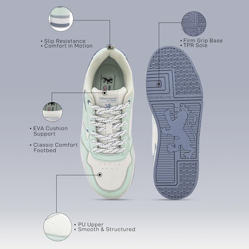Image of Red Tape Women's Sneakers White Blue Pu Round Toe Lace-Up