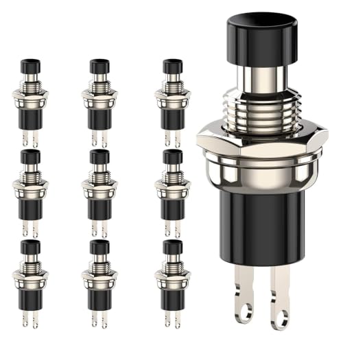 Image of Momentary Push Button Switch SPST NC 1A 250VAC Mini Black Red Cap 10Pcs