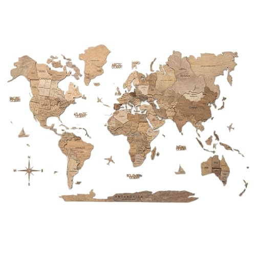 Enjoy The Wood 3D Wood World Map Wall Art Large