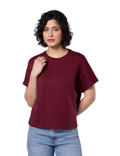 Image of Symbol Premium Women's Oversized Cotton Cropped T-Shirt (Stylish | Super Soft | Round Neck | Solid) (Available in Plus Sizes)