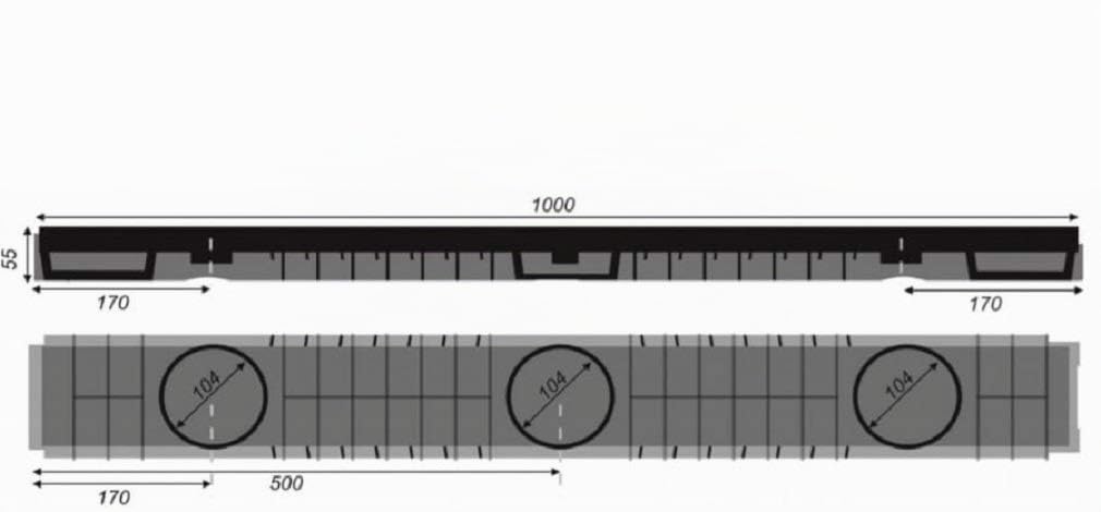 Conduit de Drainage Hauteur 55 mm Lot de 4 m. Inclus : Embouts et Connecteur DN110