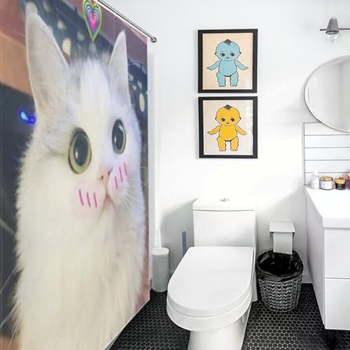Rideau de douche chat anti éclaboussures en polyester 122x183cm