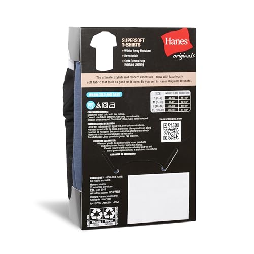 Hanes Boys' Originals T-Shirt Pack, Supersoft Undershirts For Boys', Moisture-Wicking, 3-Pack4