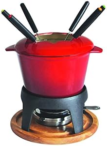 Baumalu 385050 Gusseisen Käse-Fondue-Set mit Holzplatte