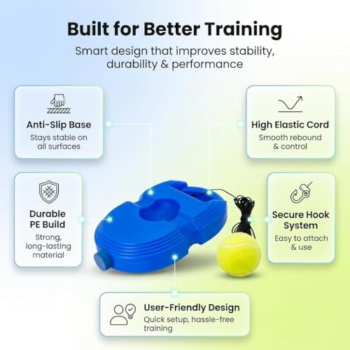 Image of Tennis Trainer Rebound Ball with String, Solo Cricket & Tennis Practice Set, Self Training Equipment for Kids & Adults, Indoor Outdoor Sports Practice Trainer (Blue)