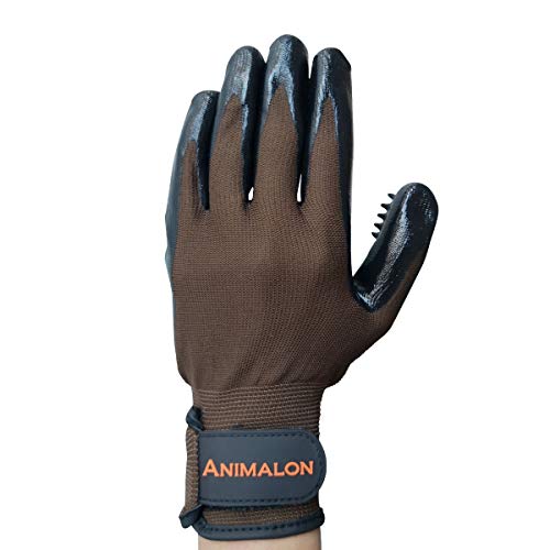 Animalon Fellpflege Handschuh aus Kautschuk (Doppelpack) | innovativer und praktischer Fellwechsel-helfer für Pferde und Hunde | Gummi-Striegel-Handschuh für Pferde besonders im Fellwechsel (M)
