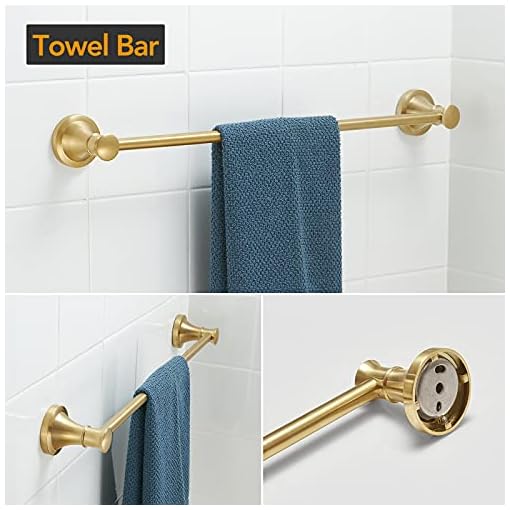 BESy 4 Piece Bathroom Accessories Set ( Single Towel Bar, Towel Ring, Toilet Paper Holder, Double Towel Hooks ) , Wall Mounted Bath Hardware Accessory Fixtures Set - Image 3
