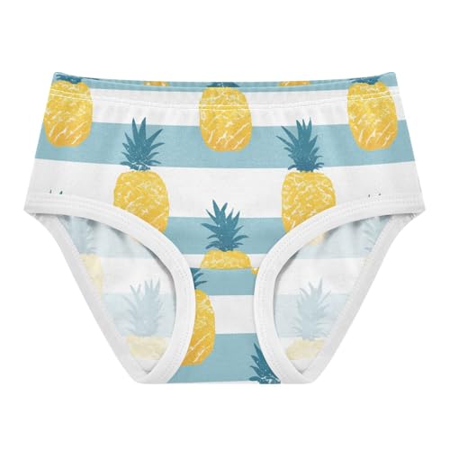 Wusikd Cute Yellow Pineapples Girls' Underwear Cotton Blue White Striped Girls Briefs Soft Toddler Underwear 2T