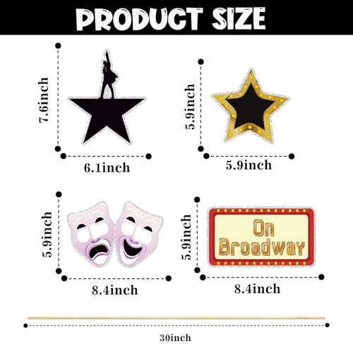 Image of Movie Night Party Centerpiece Sticks,On Broadway Table Centerpiece Sticks,Hollywood Centerpieces Glamorous Movie Theme Party Decoration Supplies.Set of 16