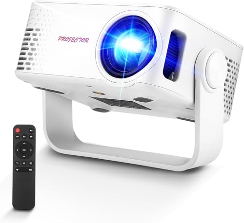 Strixorn Mini Proyector Portátil Full HD, 1080p Portable Projector con WiFi Bluetooth, 180° Rotation Android Projector Inteligente, Home Cinema Projectors para Smartphone/HDMI/TV Stick/USB/Laptop