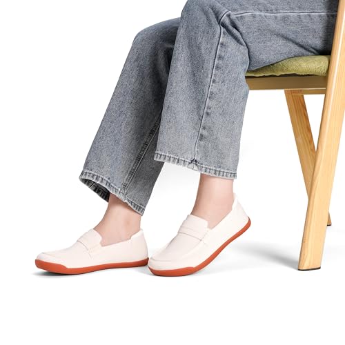 Image of WHITIN Women's Wide Penny Loafers Slip On Barefoot Flats W616 | Breathable Knit Fabric, Soft Skin-Friendly Feel, Lightweight Comfort, Office Work, Travel Days & Everyday Walking
