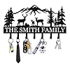 Personalized key holder for wall metal key hooks for wall organizer deer forest theme key rack wall mount key hanger organizer for kitchen entryway hallway office decor  urban country home decor